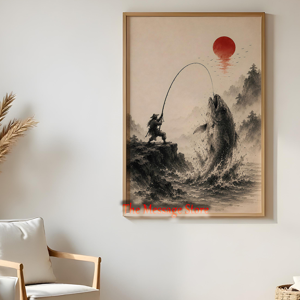 Seni Dinding Pemancing Samurai - Japanese Zen Lifestyle ulasan dan harga